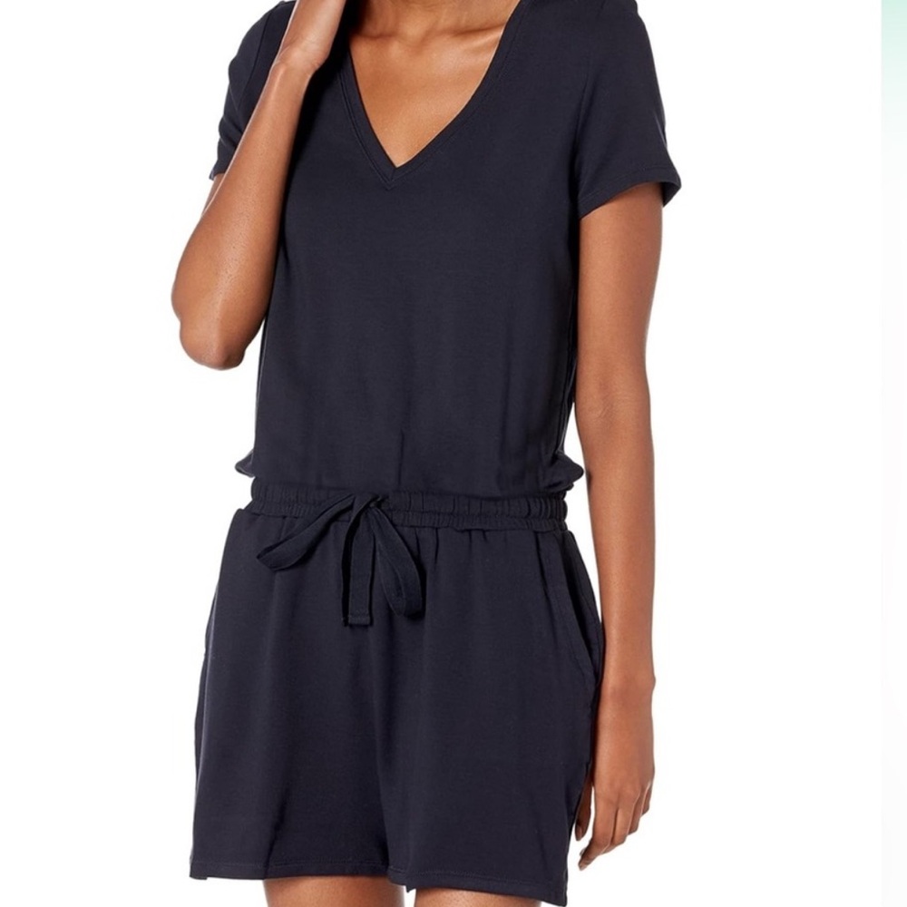 Daily Ritual Anthropologie black romper short sleeve soft terry cloth - Picture 2 of 2